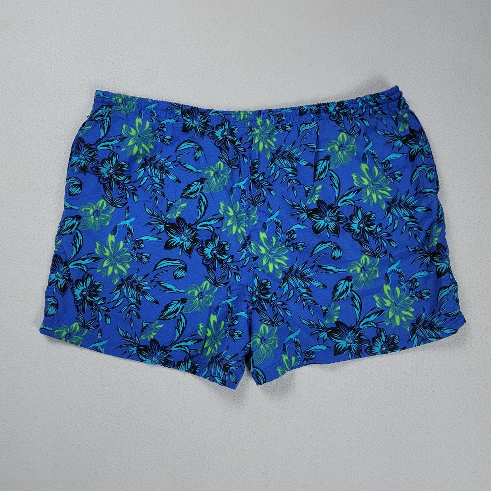 Vintage Laguna Swim Trunks Men's Size XL Blue Floral Lined Pockets Beach
